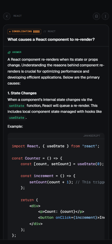 Question detail with syntax-highlighted code answer